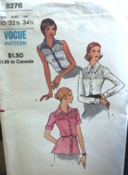 8276 VOGUE 70 SLVS OR NOT TUCK COLLAR SHIRT BLOUSE PATTERN 10